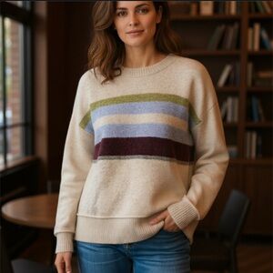 New a.n.a Striped Pullover blue cream green tan gray burgundy Knit Sweater
XXL